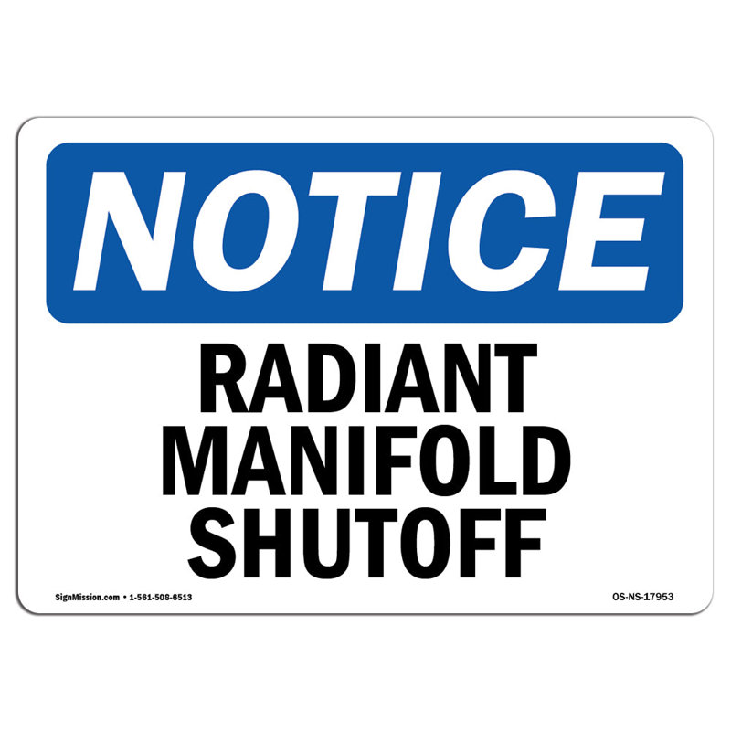Enseigne Radiant Manifold Shutoff