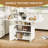 47" Wood Folding Dining Table With Storage Rack And Cabinet,Removable Entryway Table With 6 Wheels,Marble Kitchen Island,Side Table And Coffee Table Versatile Table Space Saving