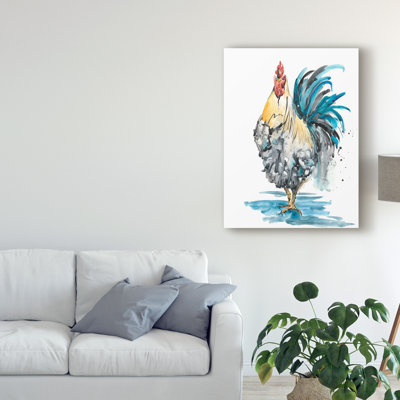 « coq splash ii », peinture sur toile tendue