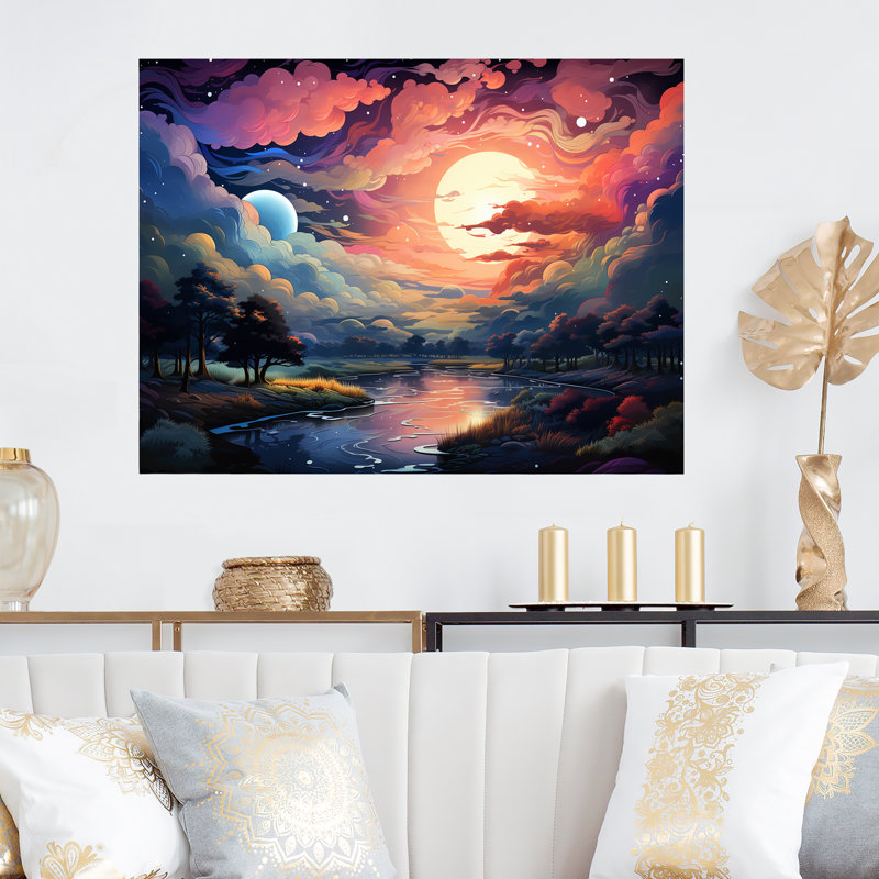 Toile panoramique Horizon II - arc-en-ciel, art mural en métal, H 12 po x l 20 po x P 1 po