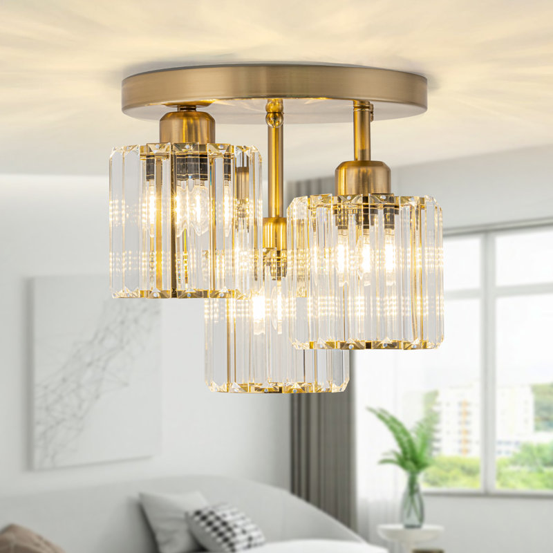 Plafonnier semi-encastré 3 lumières, Gold