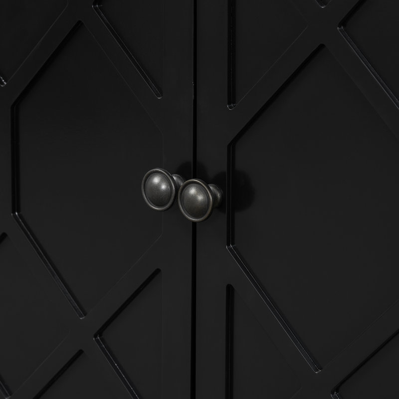 Elegant Entryway Table with Polygonal Door Design, Black
