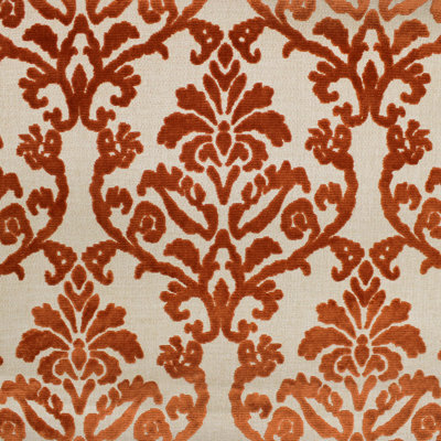 Klume Fabric | Damask Chenille on Linen Look Base Fabric | Color Spice
