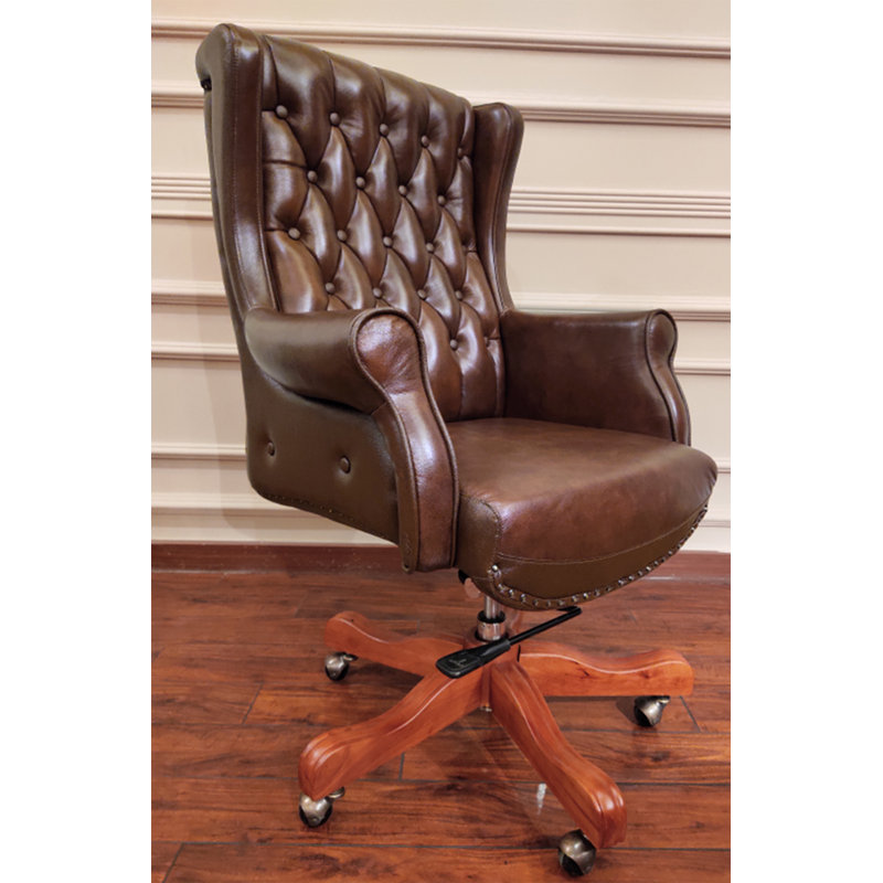 Ageet Genuine Leather Executive Chair with Headrest, Brown