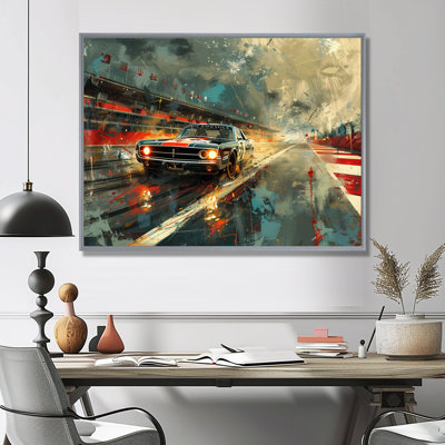 «American Flag Color of Vintage Muscle Race IV», reproduction d'art mural