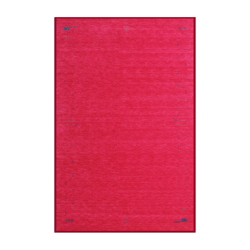 Tapis de zone rouge/noir contemporaine, Rectangle 5 pi x 7 pi