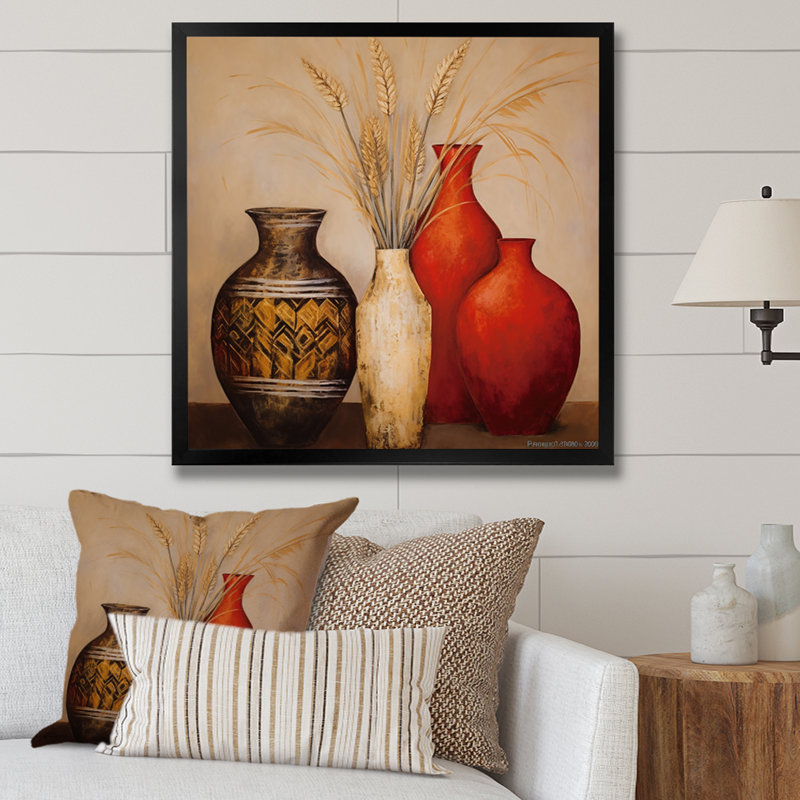 Nature morte avec vase gracieux séché - impression, H 24 po x l 24 po x P 1 po, Cadre simple noir
