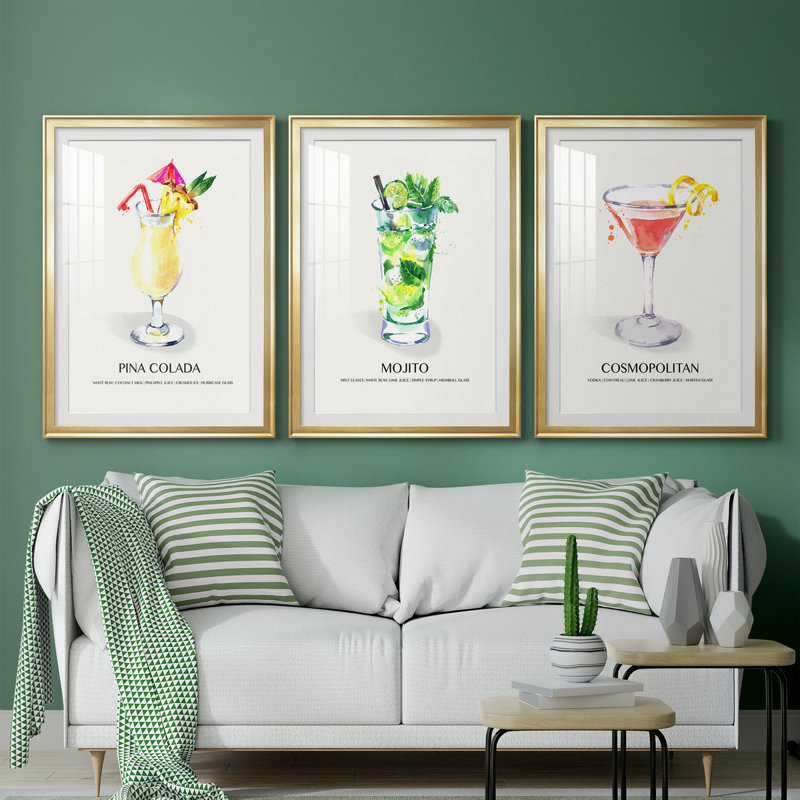 " Cosmopolitan " 3 - Pieces, Gold, 30.5" H x 127.5" W x 1.5" D
