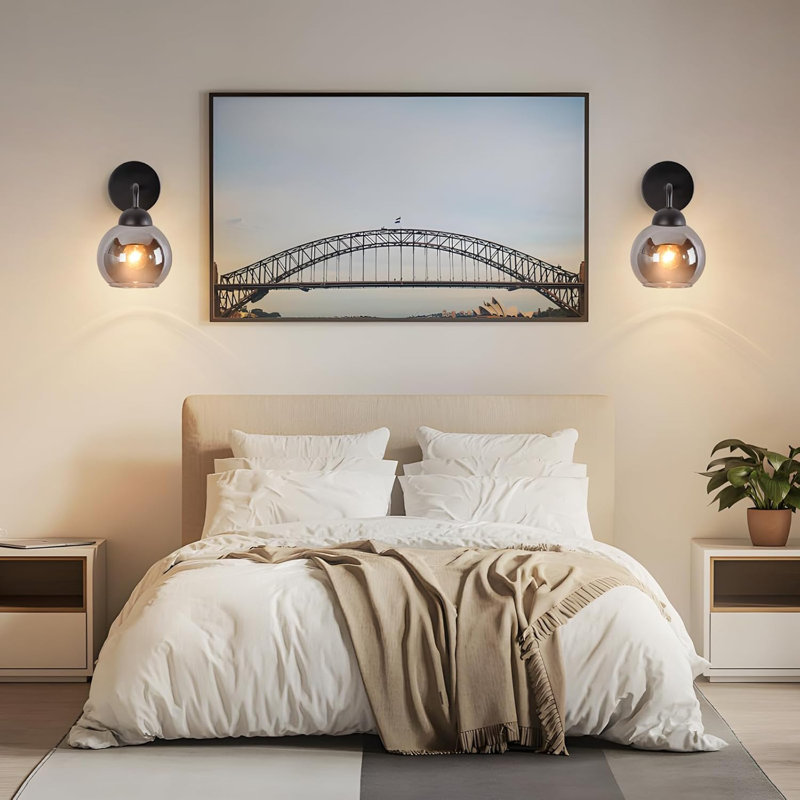 1-Light Black Armed Sconce