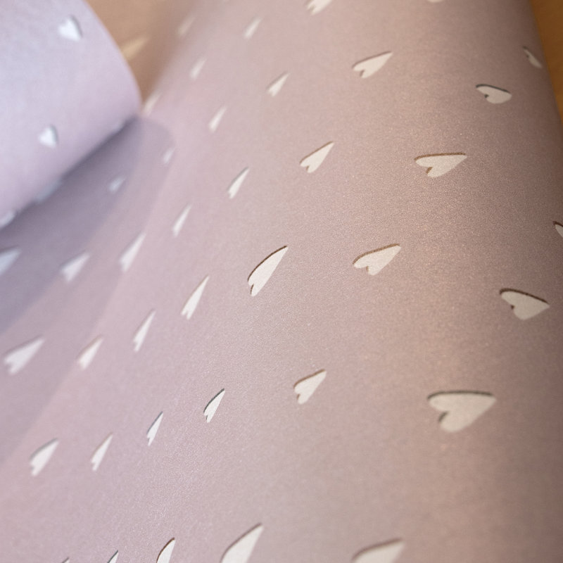 Great Kids Collection Smooth Glitter Hearts 33' L X 21" W Wallpaper Roll, Rose