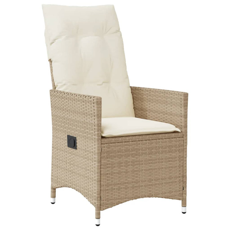  Chaise de jardin inclinable beige, blanc crème, Blanc, Beige, Beige