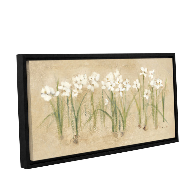 Narcisses en rangée, reproduction d'art sur toile tendue, H 12 po x l 24 po x P 2 po, Toile tendue