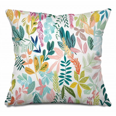 Tropical Mix Cotton Blend Reversible Throw Pillow
