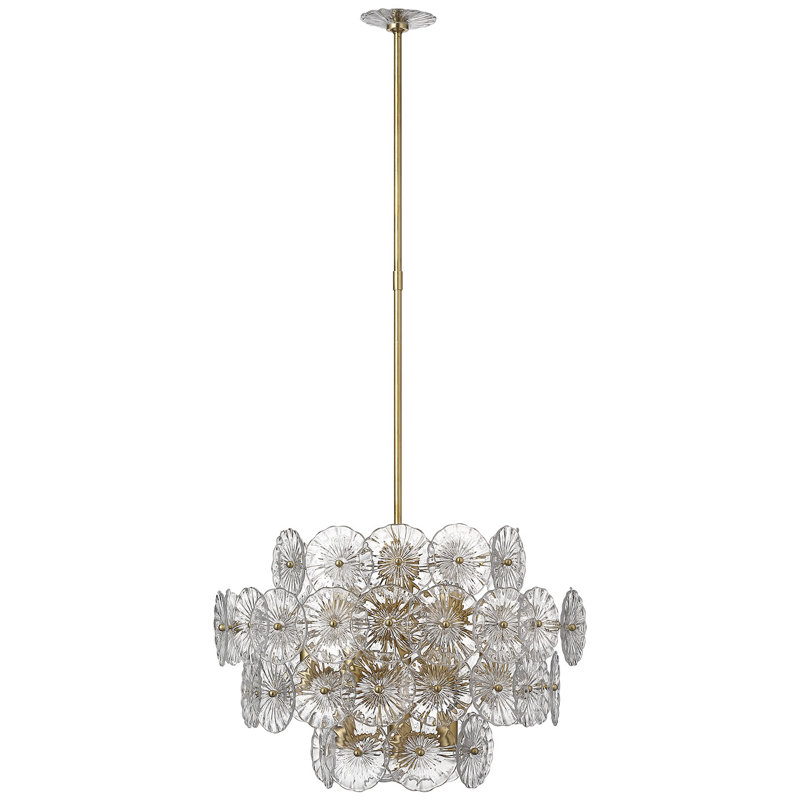 Julie Neill Gianna 24" Chandelie, Clear, Burnished Silver Leaf