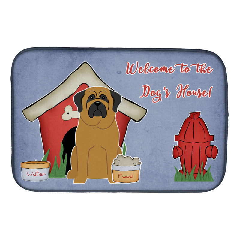 Tapis de séchage en vaisselle bringé dog house, Jaune