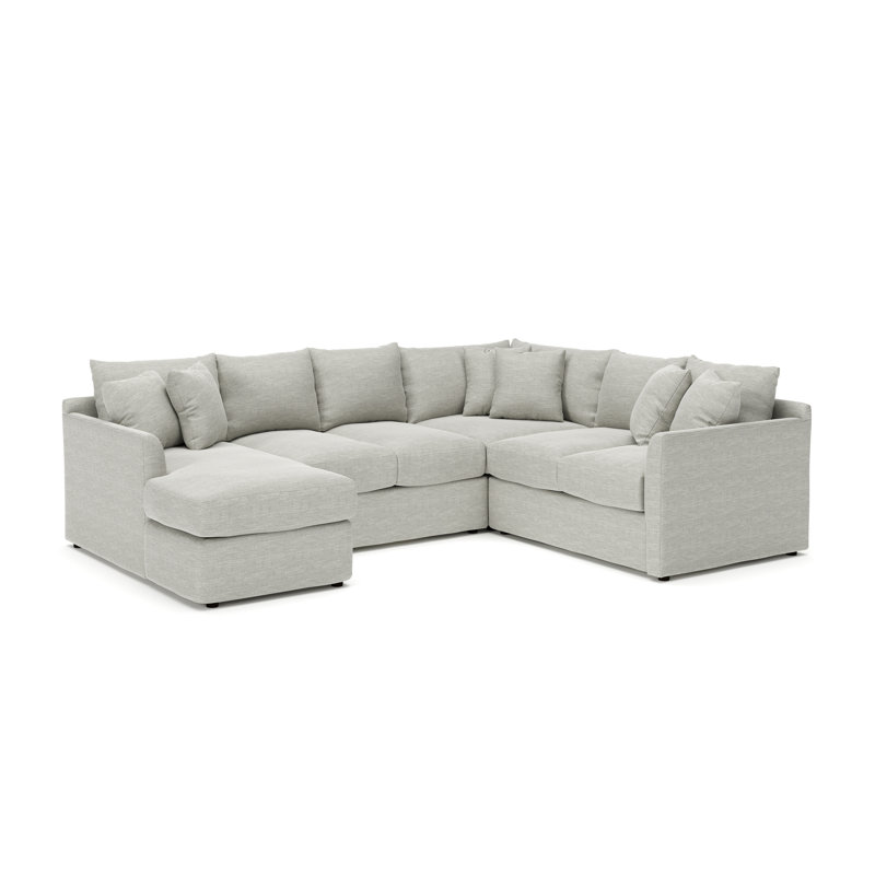 Canapé modulaire en U à 3 pièces de 6 pièces 119 po Cecelia, Tissu performance gris cendre Beat