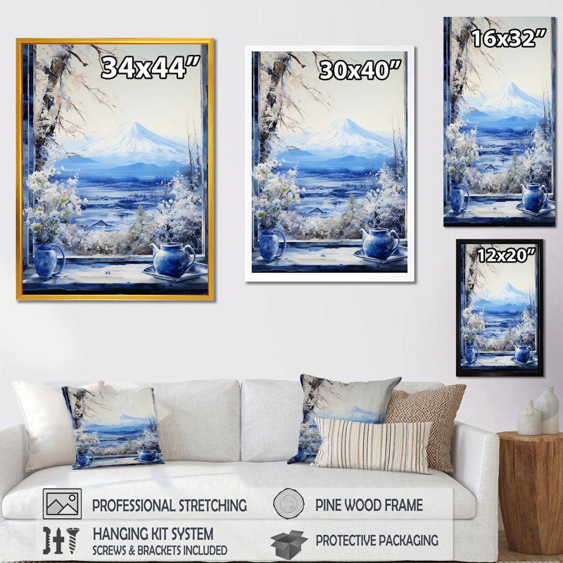Mont Fuji au Japon, fenêtre vue sur la montagne V - Japon, art mural, Toile tendue, H 20 po x l 12 po x P 1 po