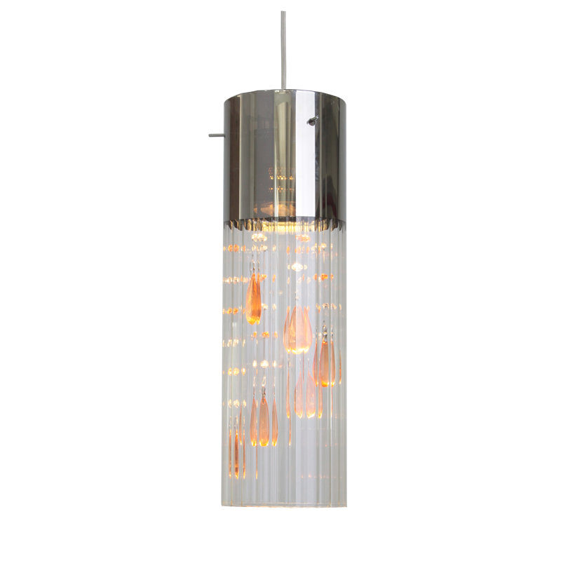 Luminaire suspendu cylindrique 1 lumières Stina, Topaze