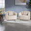 Fauteuil demi-tonneau pivotant moderne en velours beige de 39 po