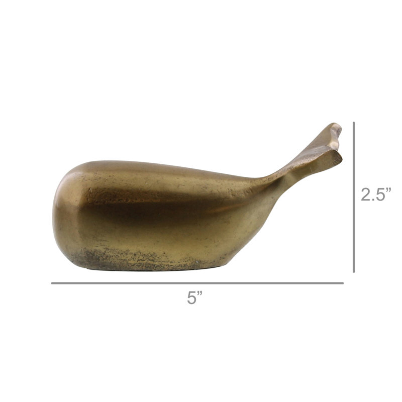Deusenburg Brass Melville Whale, H 2,5 po x l 5 po x P 2 po