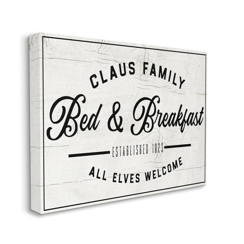 Claus Family Bed and Breakfast, vacances de Noël charmantes - Art textuel, Toile tendue, H 36 po x l 48 po