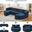Boneless Sectional 114.9" Blue, - Combined For Arrangement, Curved End Modules, 24.4" Seat Depth And Comfortable Boucle Fabric Modular Setup, Deep Seating Upholstery-749512578