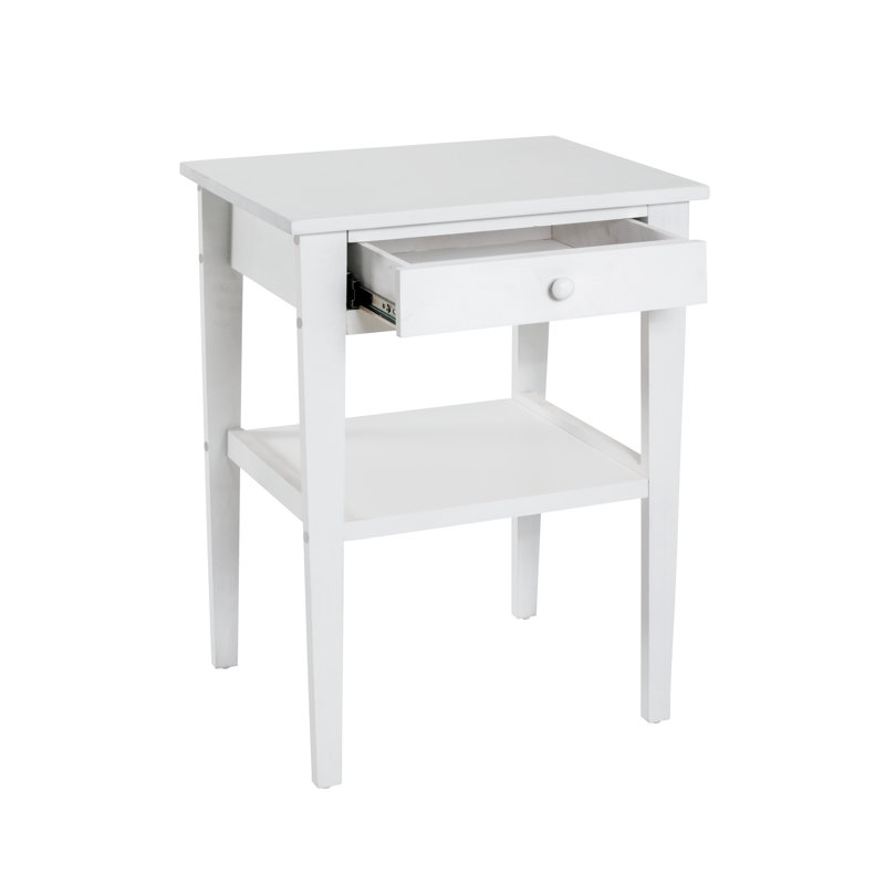 Leininger 1 Drawer Bedside Table, White
