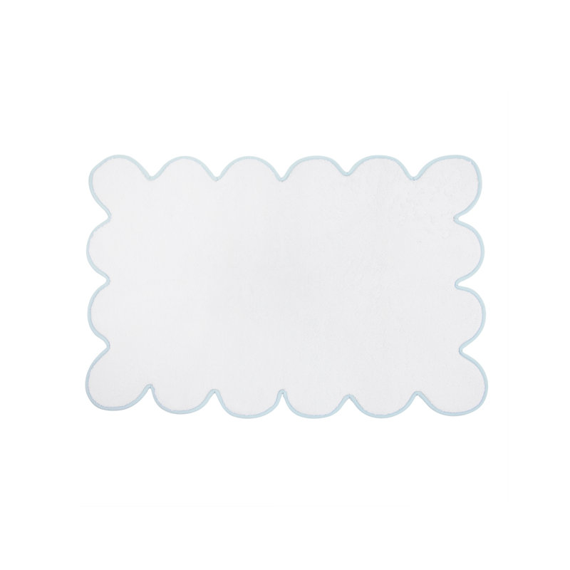 Charish Scalloped Tubmat, White/Blue