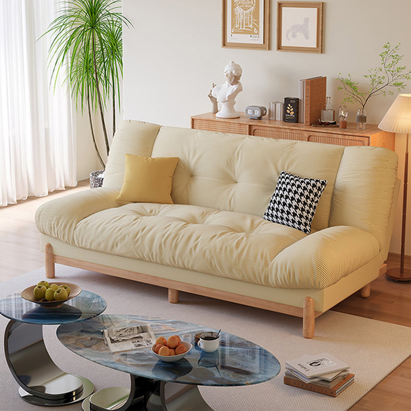 Canapé-lit en velours côtelé beige, 70.87"W*37.01"D*34.65"H