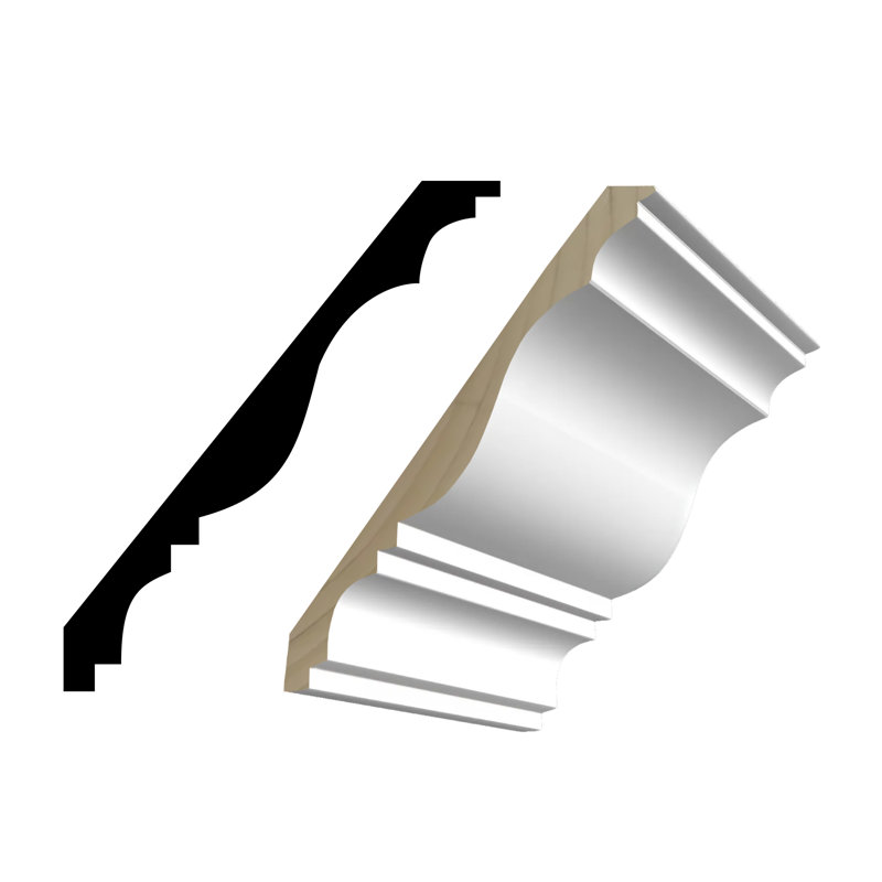 Rmc M61 9/16 In.d X 5 1/4 In. W X 96 In. L Primed Finger-Joined Pine Crown Moulding 5-Pcs 40 Ft Total