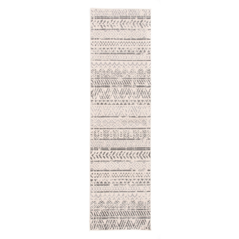 Humphrey Southwestern Light Gray/Dark Gray/Ivory Area Rug in Gray, Runner 2' x 7'