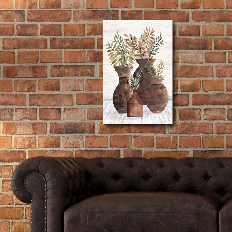 Art mural en verre acrylique épique «Spice Amber Clay Pots» par Cindy Jacobs, 16 po x 24 po, H 24 po x l 16 po