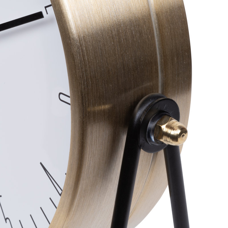 Stiles Swivel Tabletop Silent Sweeping Analogue Quartz Metal Clock with Mirror