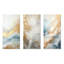 Beige Blue Gold Ocean Storm - Abstract Collages Metal Wall Decor Set Of 3-576268304