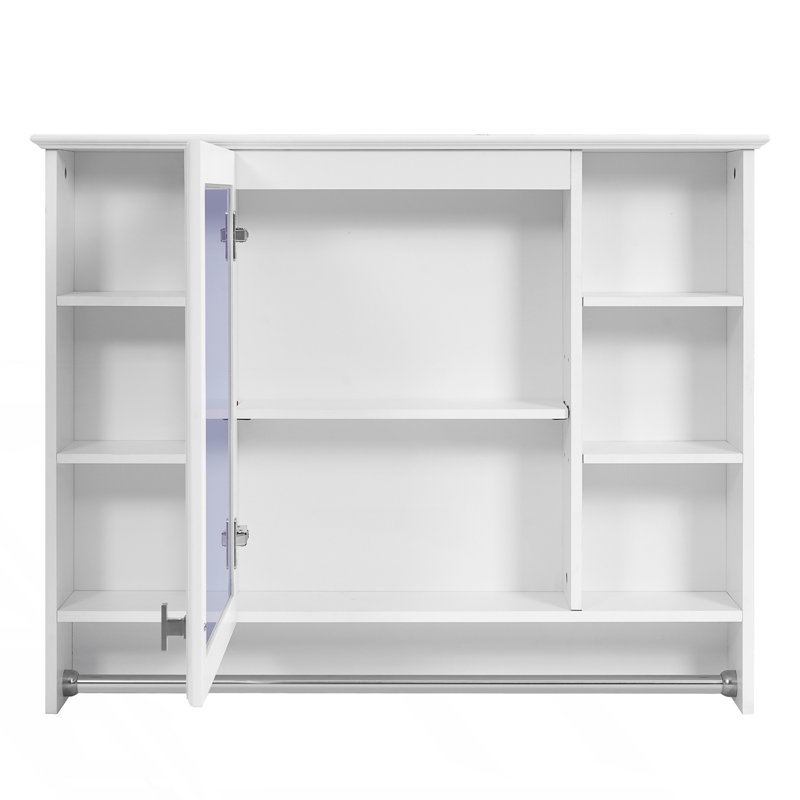 Armoire à pharmacie 3-en-1, armoire de rangement murale avec tablette réglable, Blanc