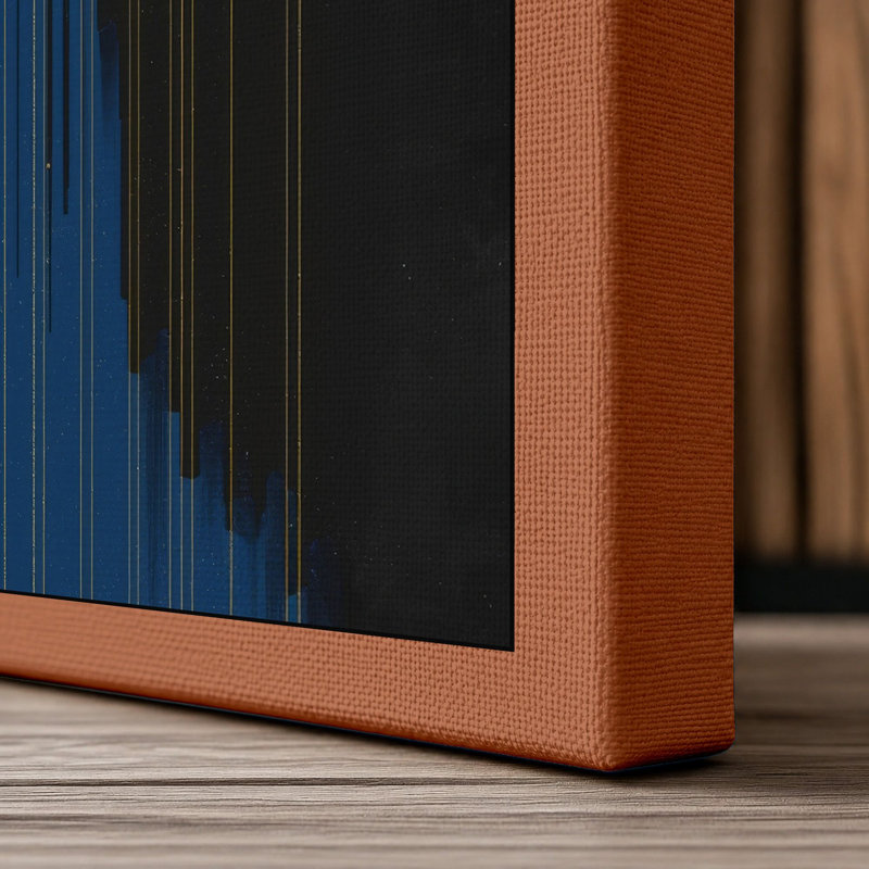 Golden Descent Abstract - Wrapped Canvas, 30x20 - 76.2 x 50.8 cm, Terracotta Border