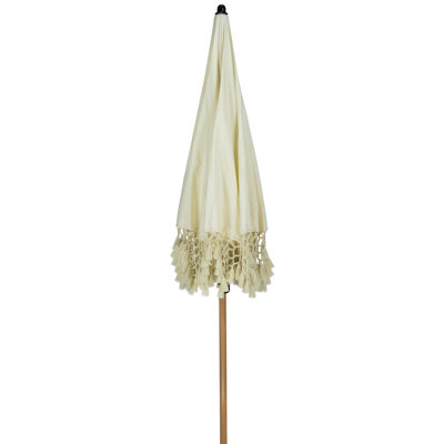 Outdoor Boho Beach Market Umbrella With Tilt - 6.5' - Cream