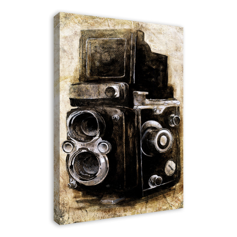Appareil photo rétro sur toile, H 36 po x l 24 po x P 1,25 po, Sans cadre