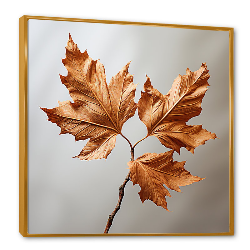 «Copper Leafy Abstractions III», reproduction sur toile, Cadre flottant doré, H 30 po x l 30 po x P 1 po