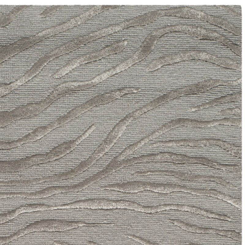 Tapis gris à motif animal noué à la main, Rectangle 5 pi 6 po x 8 pi 6 po