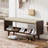 Linen Upholstered Storage Bench With Solid Wood Leg-1618811346