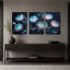 Art mural sur toile de cactus bleu et rose sur fond sombre-893301371