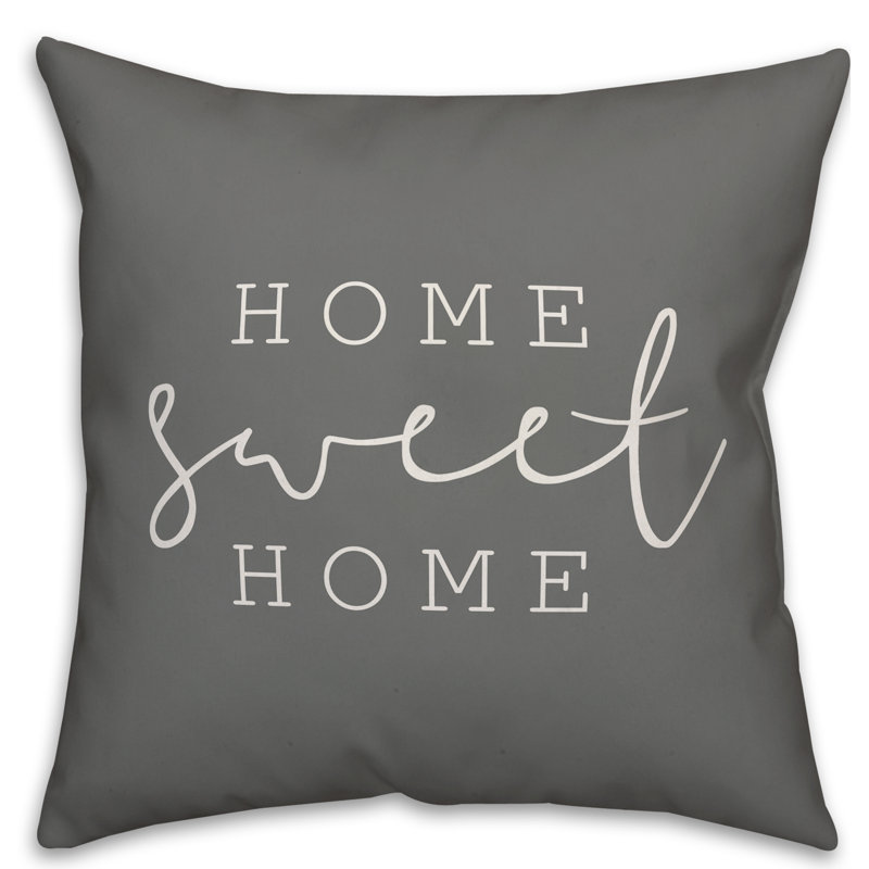 Textual Outdoor Throw Pillow, 20" H x 20" W, Gray/White