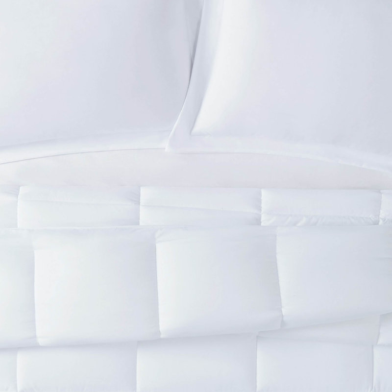 Truly Calm Antimicrobial Box Stitch Comforter, Full / Queen Comforter + 2 Shams, White