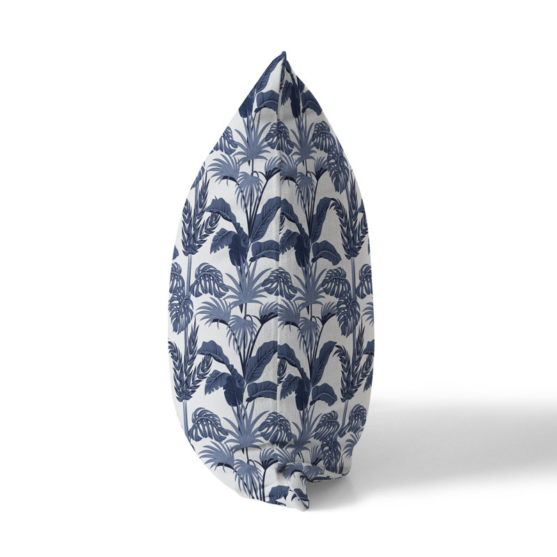 Coussin décoratif intérieur / extérieur Jungle Symphony, H 16 po x l 16 po, Bleu / argent