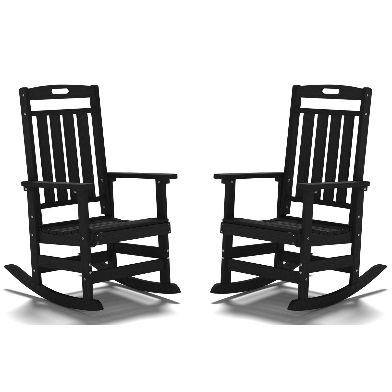 Manchester Commercial Grade 3-Piece Indoor/Outdoor Set with 2 Contemporary All-Weather HDPE Rocking Chairs and End Table
