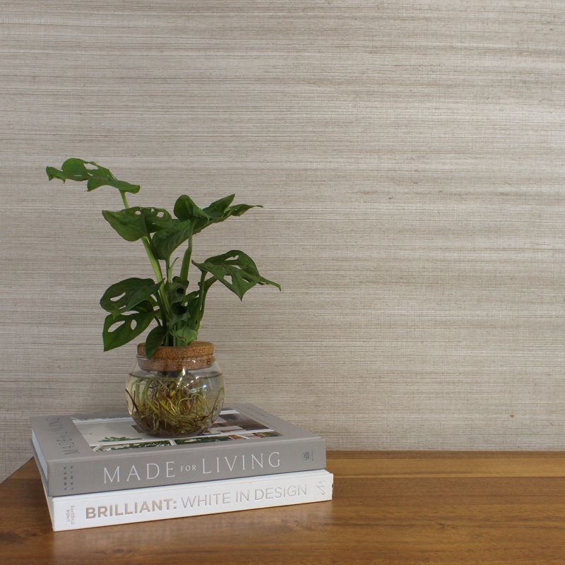 Papier peint sisal monochromatique Authentic Grasscloth, Taupe / argent