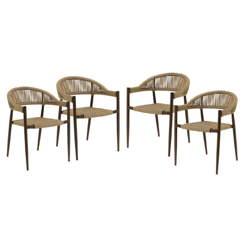 Fauteuils d'extérieur en osier de largeur 22 po Demica, Noyer, naturel