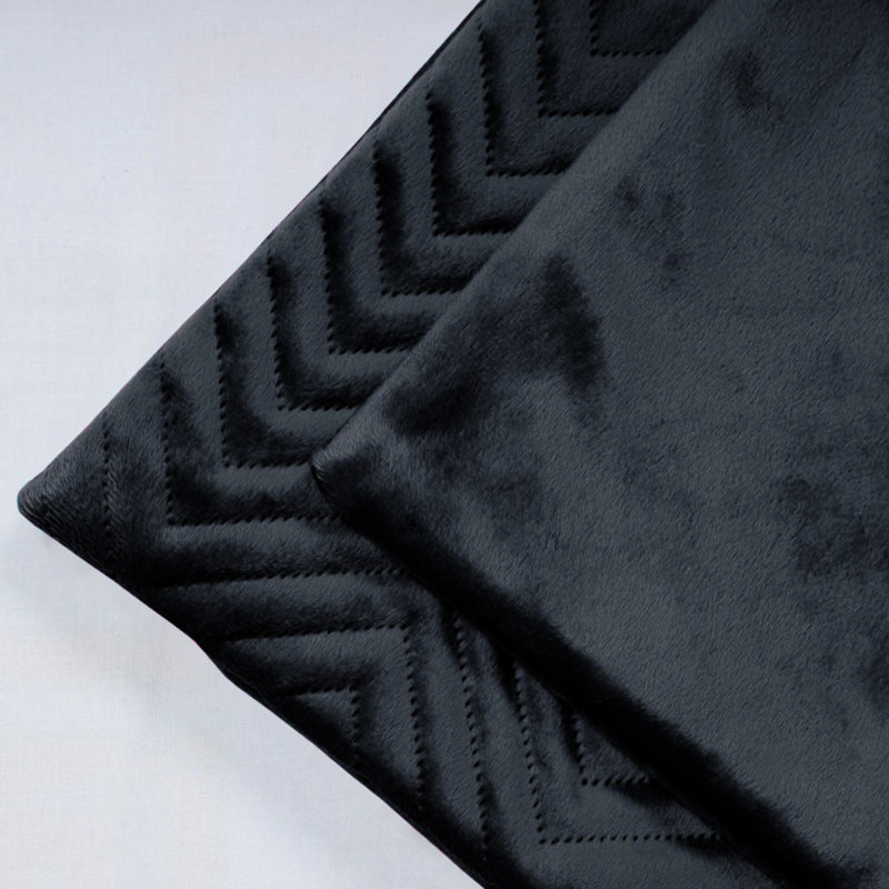 Embossed Quilted Chevron Decorative Cushion Cases - Set of 4 Modern Couch & Bed Décor Velvet Throw Pillow Covers , Black