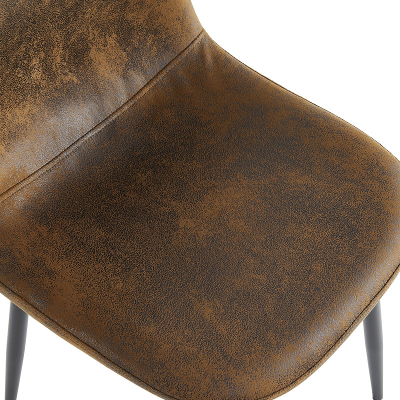 Cann 47.2" Wood Grain Round Dining Table With 4 Brown Fabric Upholstered Chairs Dining Set For Modern Kitchens, Dining Room, Living Room
